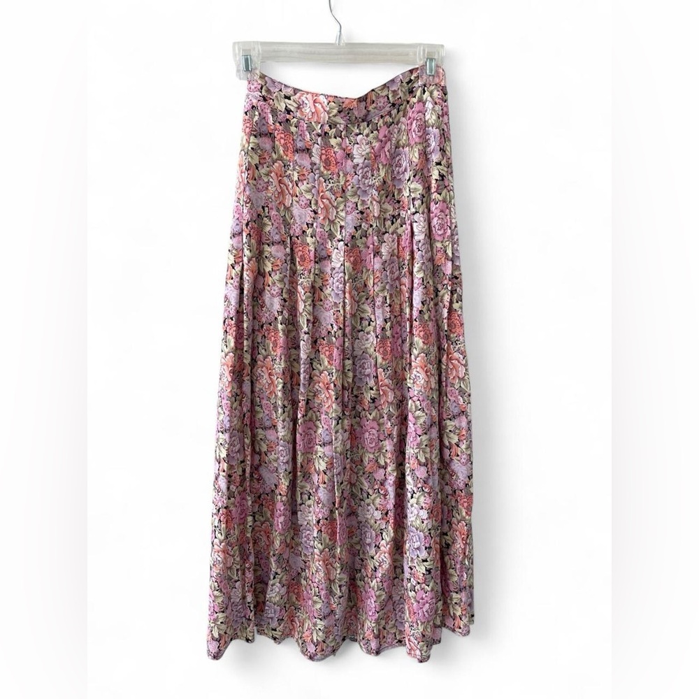 Vintage Floral Pink Lavender Maxi Skirt Size 25
